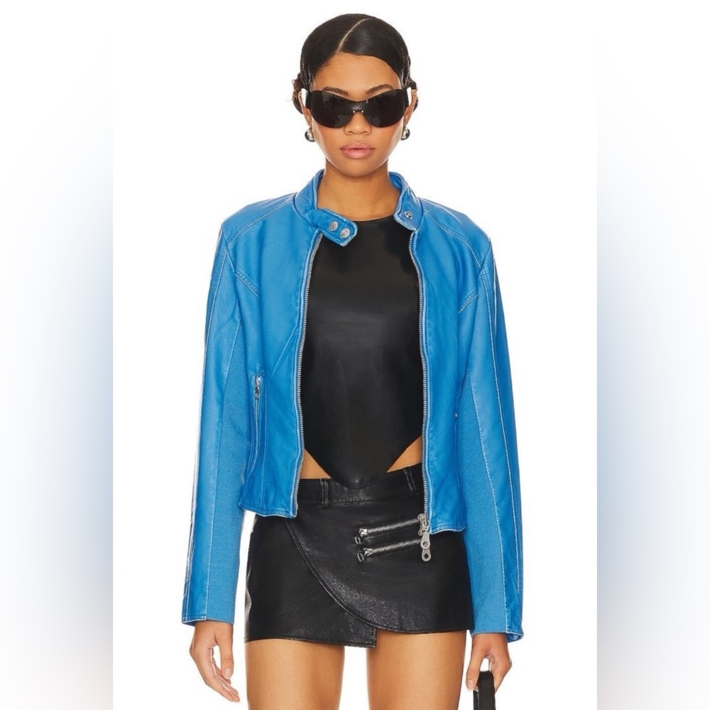 Free People x We The Free Max Faux Moto Jacket in Super Sonic